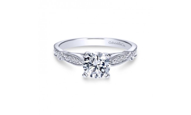 Gabriel & Co. 14k White Gold Victorian Straight Engagement Ring