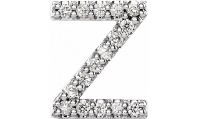 14K White .06 CTW Diamond Single Initial Z Earring