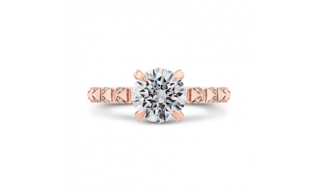 Shah Luxury Round Cut Diamond Engagement Ring In 14K Rose Gold (Semi-Mount)