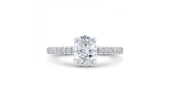 Shah Luxury Oval Cut Diamond Engagement Ring In 14K White Gold (Semi-Mount)