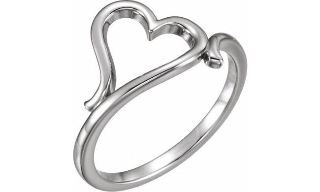 14K White Heart Ring