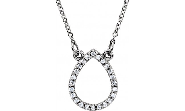 14K White 1/10 CTW Diamond Teardrop 16 Necklace