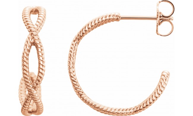 14K Rose 20x4 mm Rope Hoop Earrings