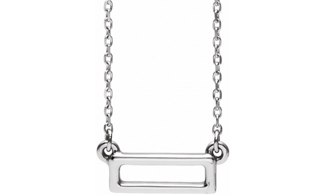 14K White Rectangle Bar 16-18 Necklace