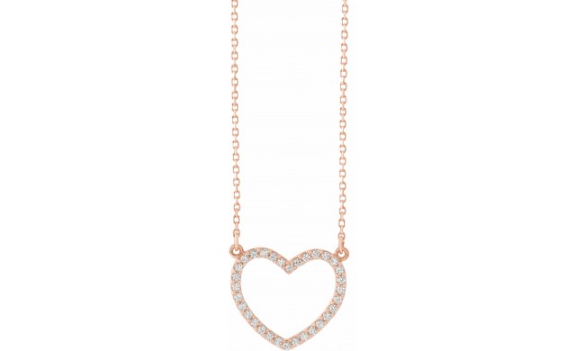 14K Rose 1/5 CTW Diamond Small Heart 16 Necklace