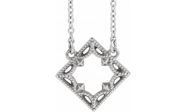 14K White Vintage-Inspired Geometric 18 Necklace