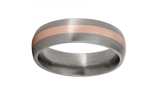 Titanium Domed Band with a 2mm 14K Rose Gold Inlay and Satin Finish