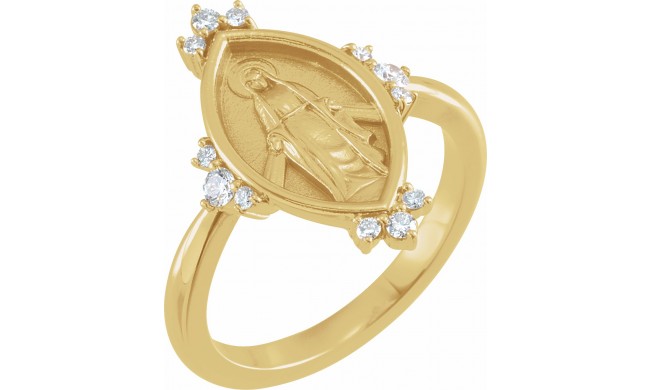 14K Yellow 1/5 CTW Diamond Miraculous Medal Ring