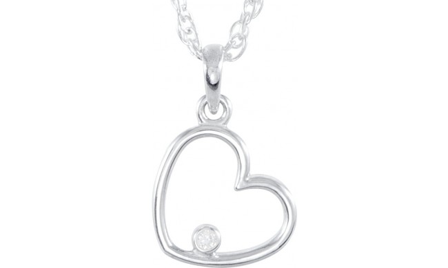14K White .015 CTW Diamond Heart 18 Necklace