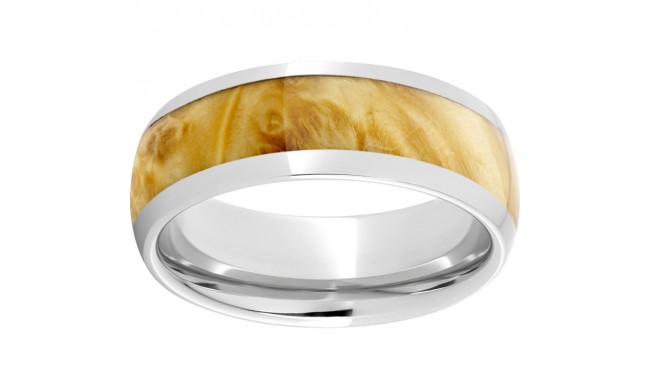 Serinium Domed Band with Exotic Box Elder Wood Inlay