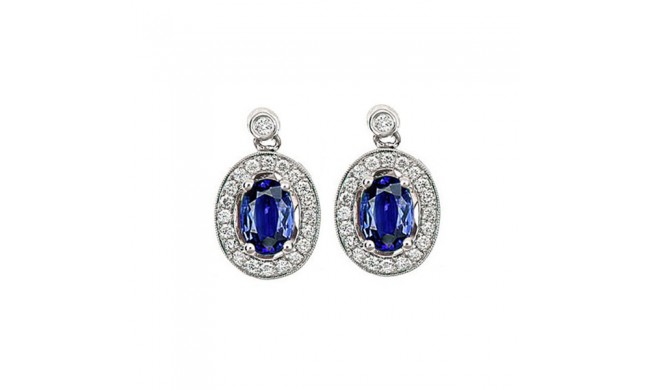 Gems One 14Kt White Gold Diamond (1/4Ctw) & Sapphire (1 1/8 Ctw) Earring