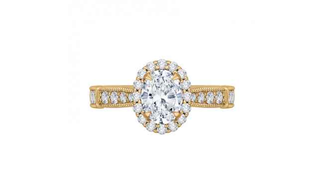 Shah Luxury 14K Yellow Gold Oval Diamond Halo Engagement Ring (Semi-Mount)
