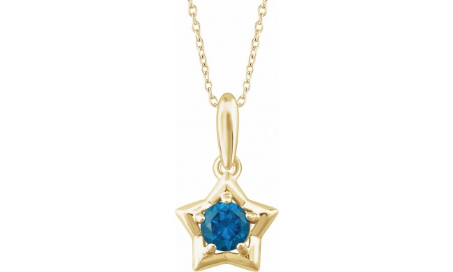 14K Yellow 3 mm Round December Youth Star Birthstone 15 Necklace