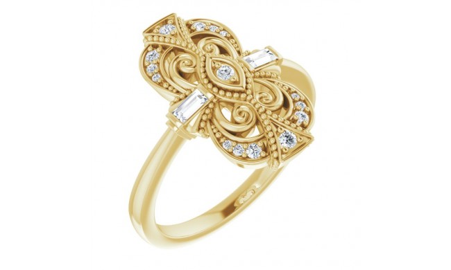 14K Yellow 1/6 CTW Diamond Vintage-Inspired Ring