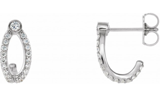 14K White 1/3 CTW Diamond J-Hoop Earrings