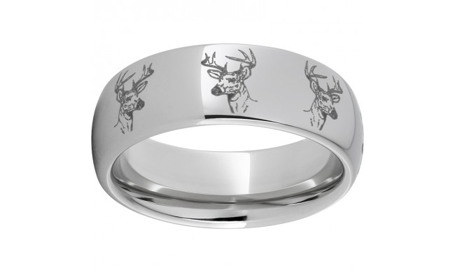 Serinium Domed Band with Deer Head Laser Engraving