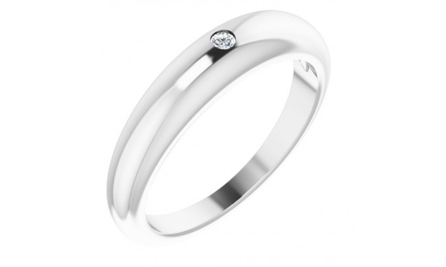 14K White .03 CT Diamond Petite Dome Ring