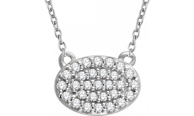 14K White 1/5 CTW Diamond Oval Cluster 16-18 Necklace
