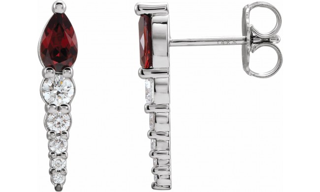 14K White Mozambique Garnet & 1/4 CTW Diamond Earrings