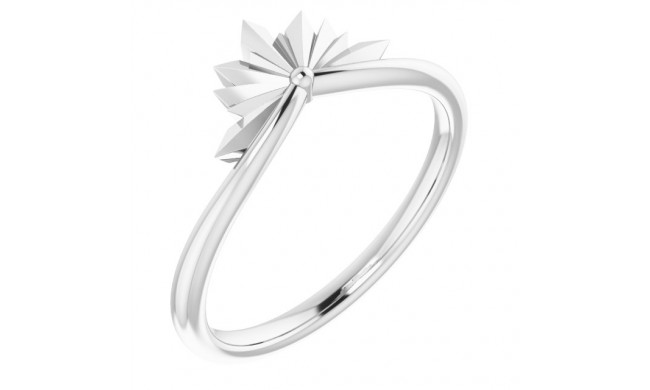 14K White Starburst Ring