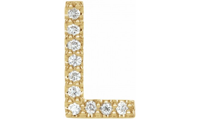 14K Yellow .04 CTW Diamond Single Initial L Earring