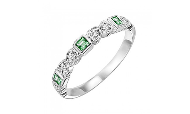 Gems One 10Kt White Gold Diamond (1/10Ctw) & Emerald (1/10 Ctw) Ring