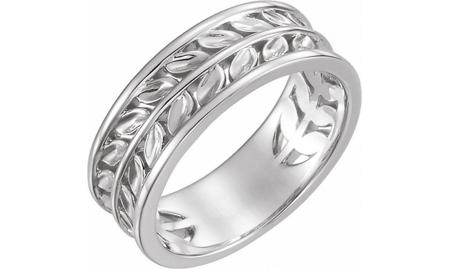 14K White Leaf Ring