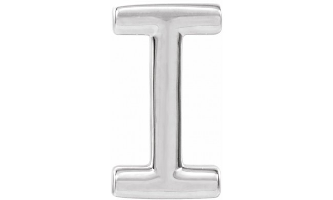 14K White Single Initial I Earring