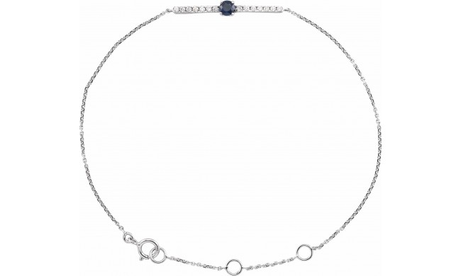 14K White Blue Sapphire & .07 CTW Diamond Bar 5-7 Bracelet