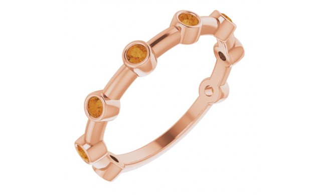 14K Rose Citrine Bezel-Set Bar Ring