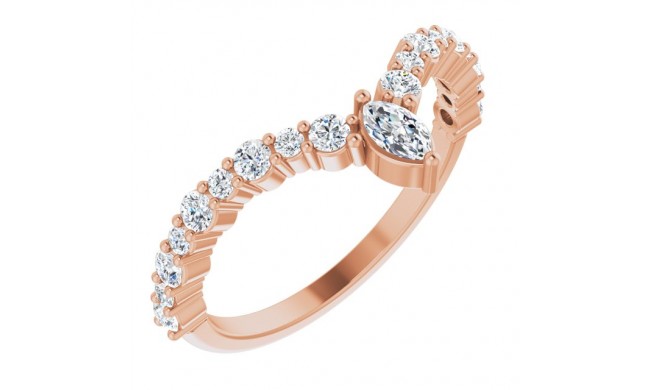 14K Rose 1/2 CTW Diamond V Ring