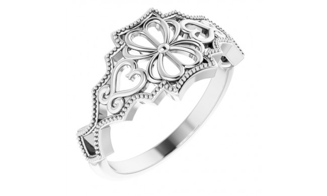 14K White Vintage-Inspired Ring