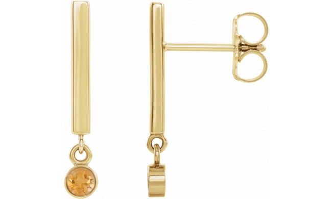 14K Yellow Citrine Bar Earrings