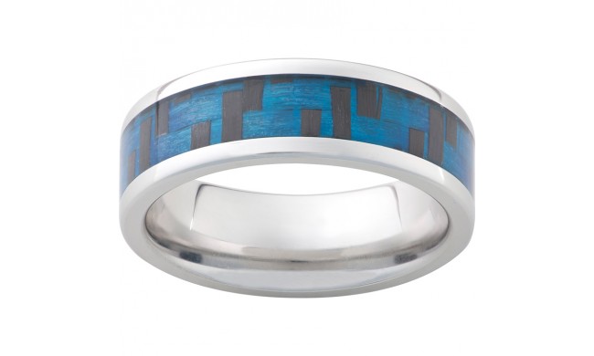 Serinium Pipe Cut Band with Blue Carbon Fiber Inlay
