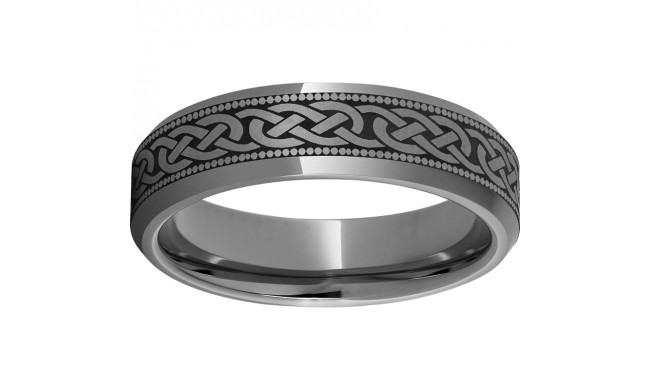 Rugged Tungsten  6mm Beveled Edge Band with 3KM Laser Engraving