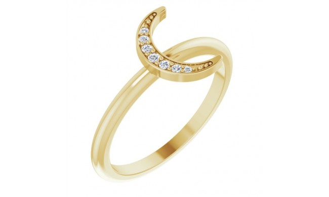 14K Yellow .04 CTW Diamond Stackable Crescent Ring