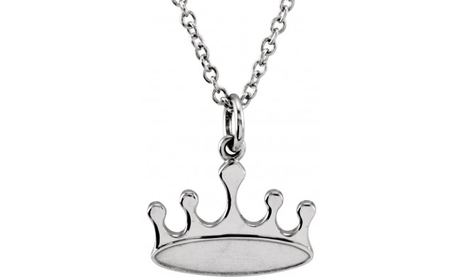 14K White Tiny Poshu00ae Crown 16-18 Necklace