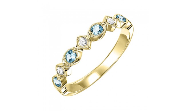 Gems One 10Kt Yellow Gold Diamond (1/20Ctw) & Aquamarine (1/6 Ctw) Ring