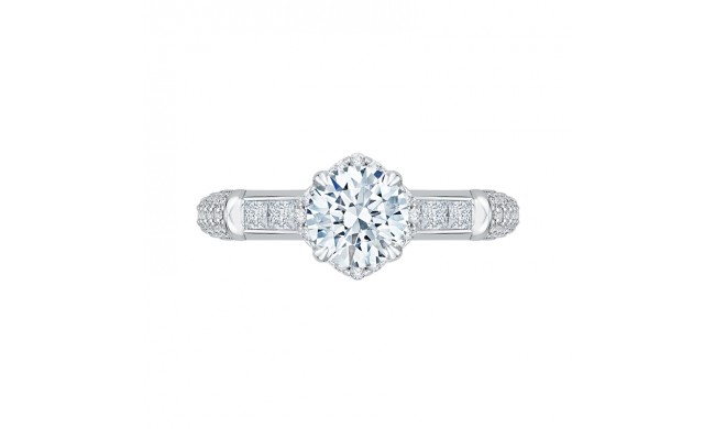Shah Luxury 14K White Gold Round Cut Diamond Engagement Ring (Semi-Mount)
