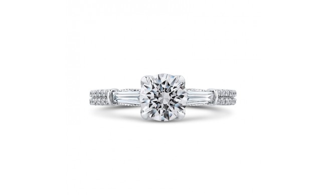 Shah Luxury 14K White Gold Round Diamond Engagement Ring (Semi-Mount)