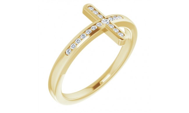 14K Yellow 1/10 CTW Diamond Sideways Cross Ring