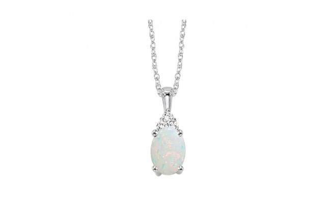 Gems One 10Kt White Gold Diamond (1/50Ctw) & Opal (1/2 Ctw) Pendant