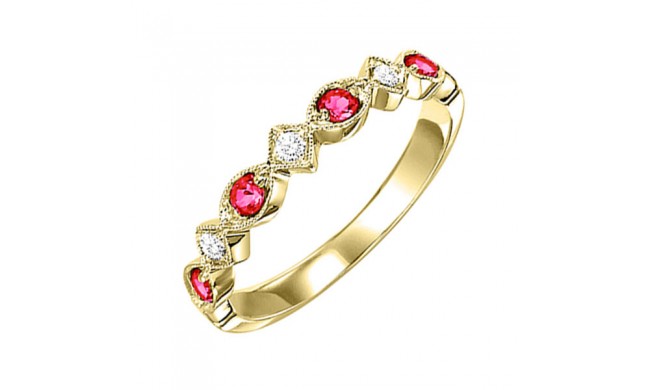 Gems One 10Kt Yellow Gold Diamond (1/20Ctw) & Ruby (1/6 Ctw) Ring