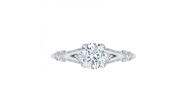 Shah Luxury 14K White Gold Round Diamond Vintage Engagement Ring with Split Shank (Semi-Mount)
