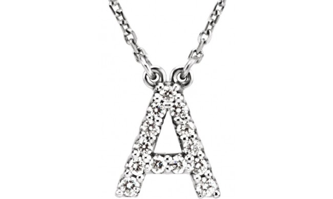 14K White Initial A 1/8 CTW Diamond 16 Necklace