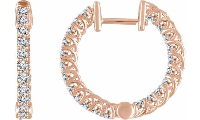 14K Rose 1 CTW Diamond Inside/Outside 20.1 mm Hoop Earrings