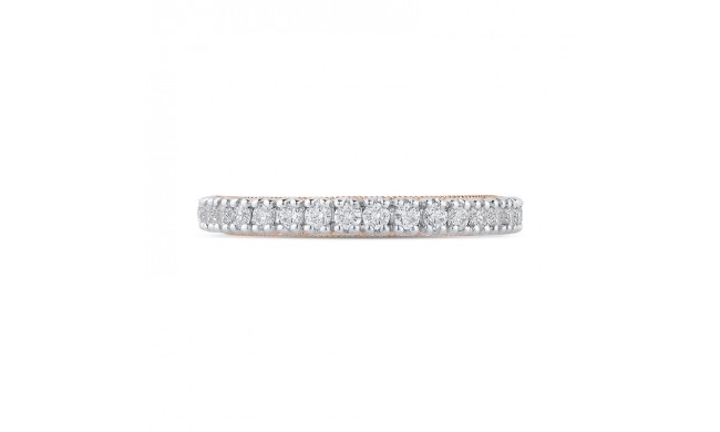 Shah Luxury 14K Two-Tone Gold Round Diamond Half-Eternity Wedding Band with Euro Shank