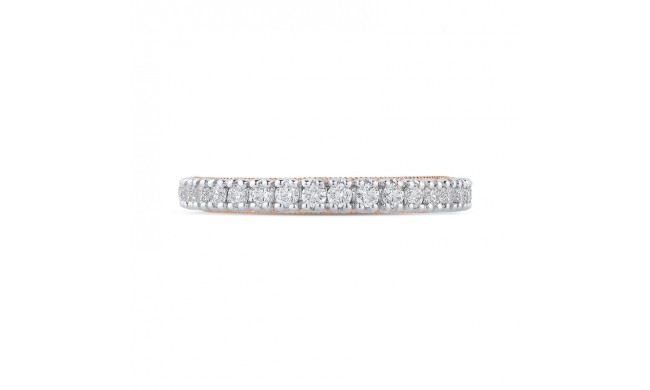 Shah Luxury 14K Two-Tone Gold Round Diamond Half-Eternity Wedding Band with Euro Shank