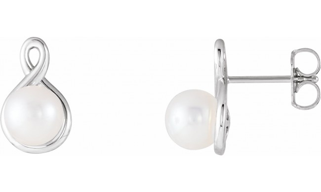 14K White Pearl Earrings