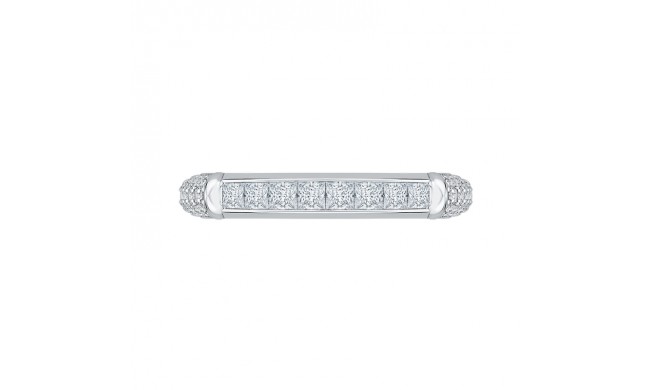 Shah Luxury 14K White Gold Princess & Round Diamond Wedding Band